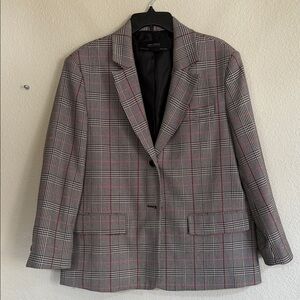 Zara Black and Red Checkered Blazer